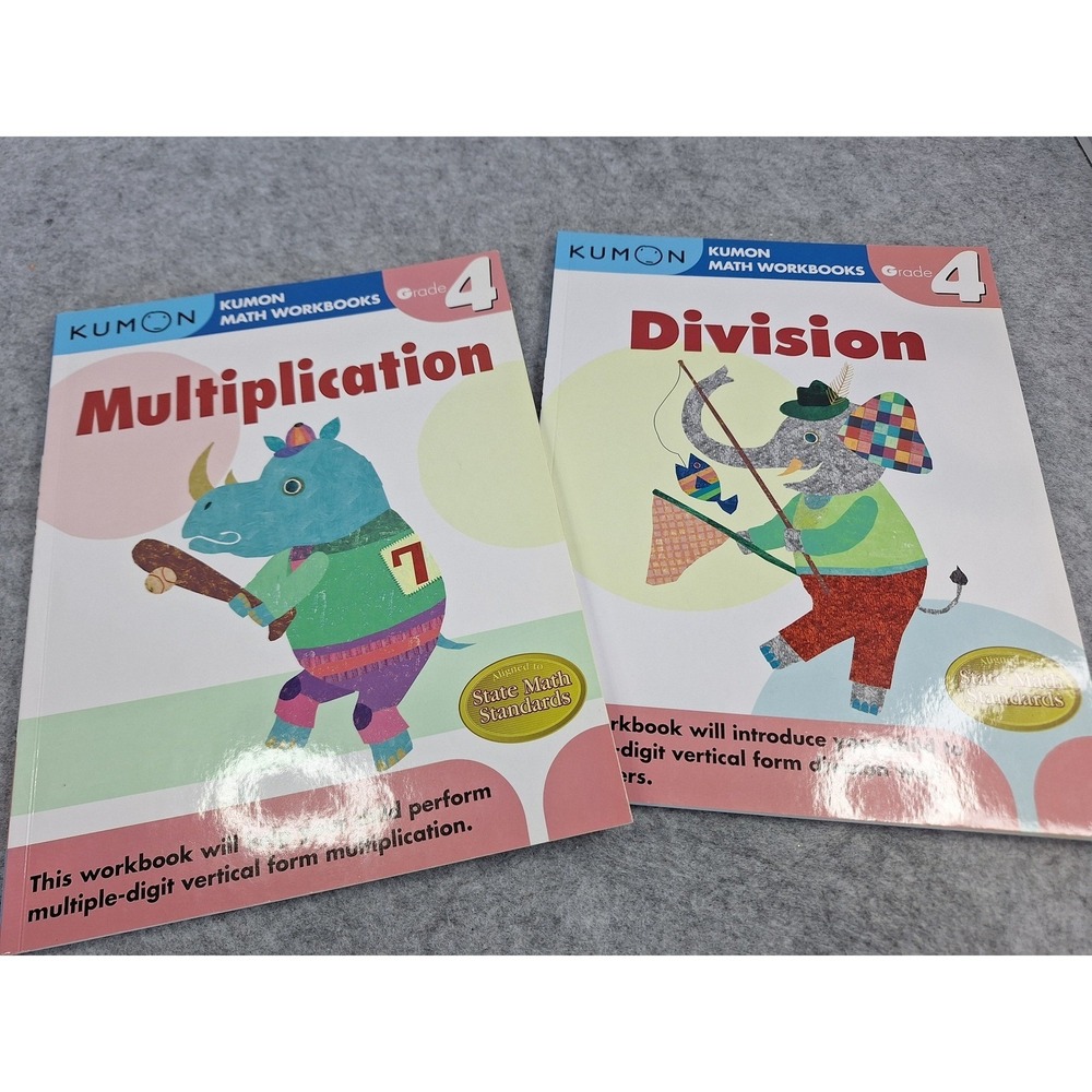 Kumon Math Workbooks Grade 4 Multiplication and Division Set of 2 New